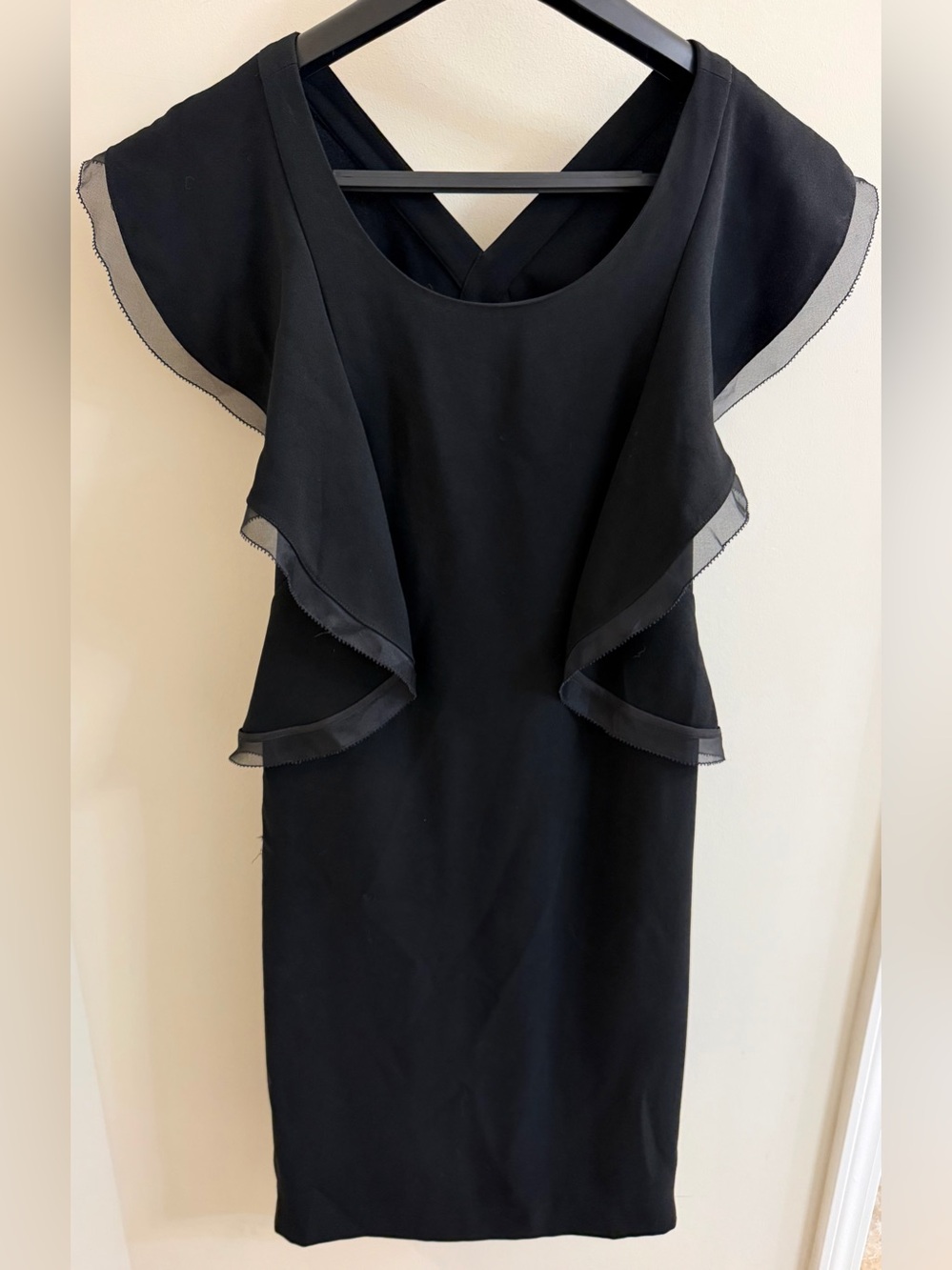 Club Monaco Black Ruffle Midi Dress
